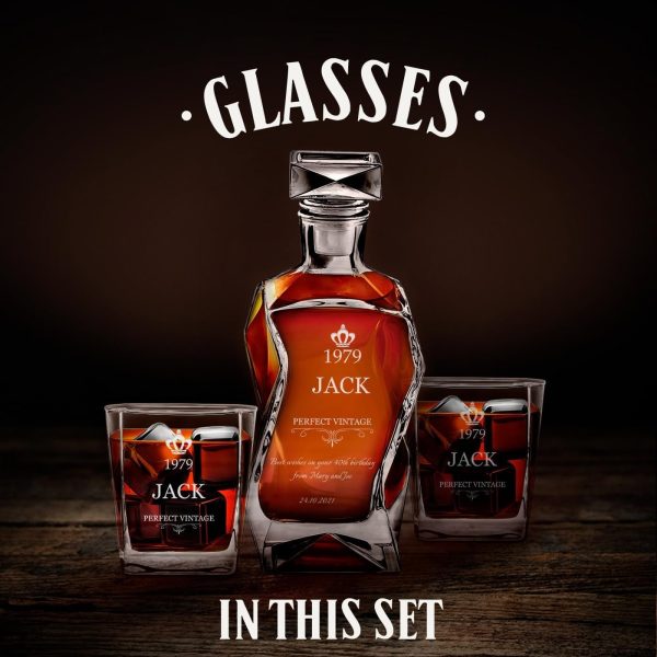 Best Personalized Whiskey Decanter Set With Glasses For Men – Image 3