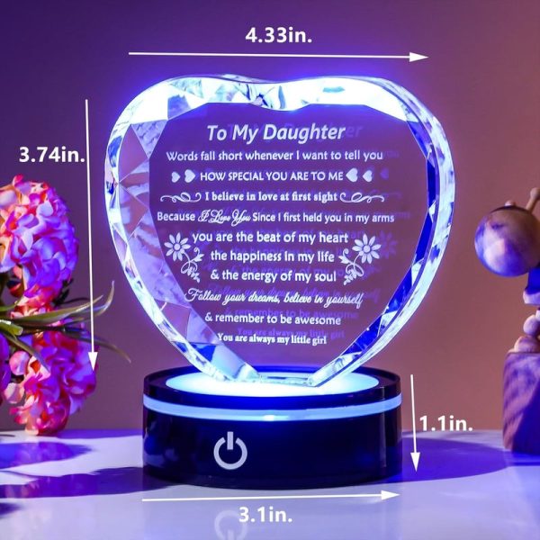 Best Daughter Gift - Crystal Heart Keepsake With Led Light Base - Imagem 2
