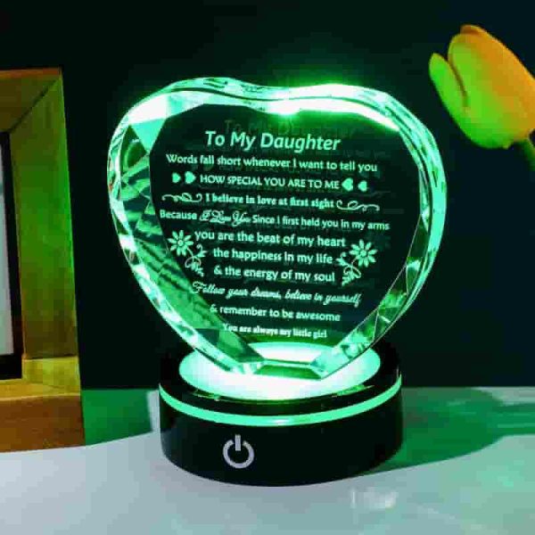 Best Daughter Gift - Crystal Heart Keepsake With Led Light Base - Imagem 3