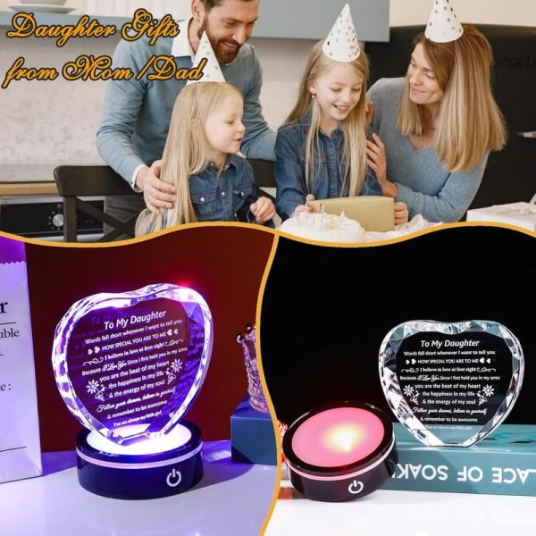 Best Daughter Gift - Crystal Heart Keepsake With Led Light Base - Imagem 4