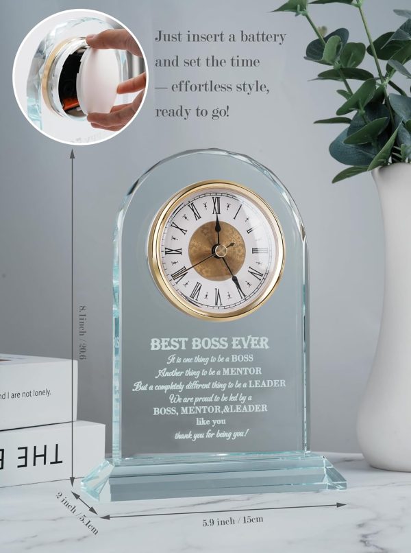 Elegant Glass Clock - Best Boss Gifts For Men & Women - 画像 (2)