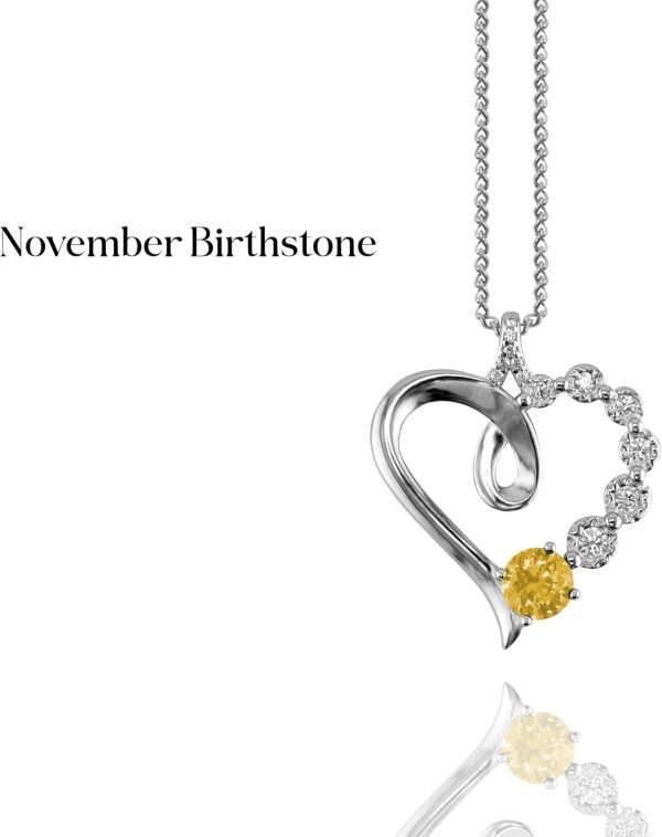 Platinum Birthstone Heart Necklace Gift For Her Anniversary – Image 4