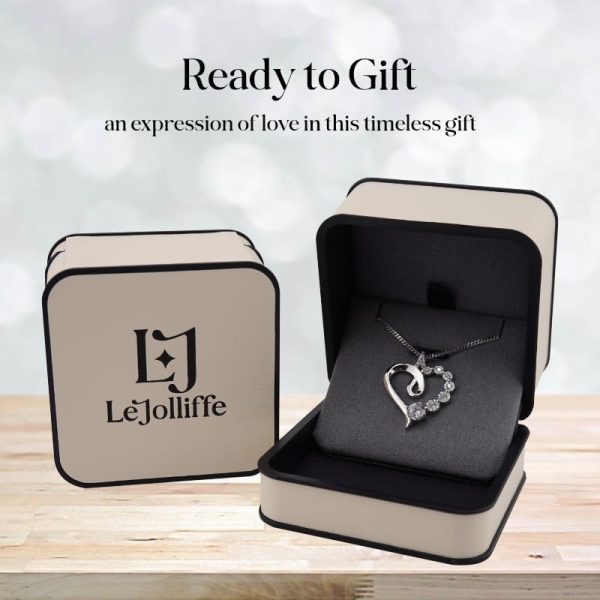 Platinum Birthstone Heart Necklace Gift For Her Anniversary – Image 6