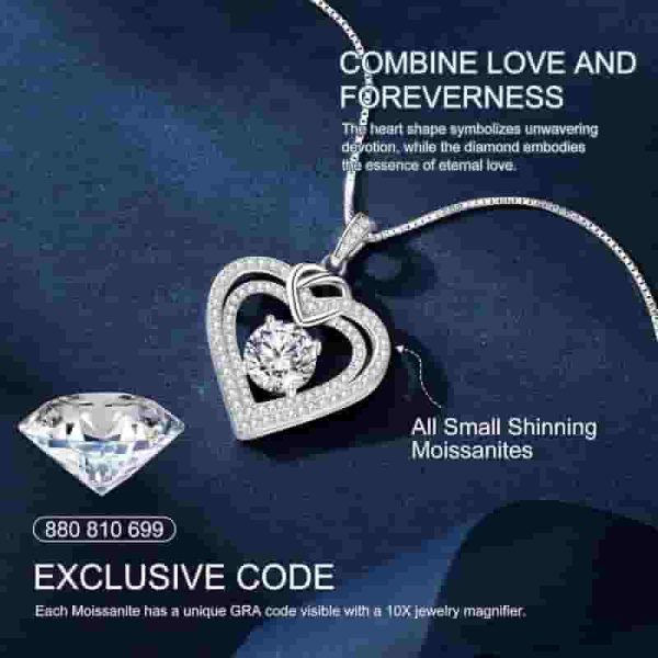 Best Moissanite Heart Necklace Gift For Her S925 - 画像 (3)