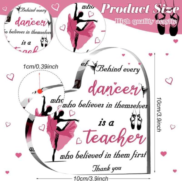 Best Acrylic Dance Teacher Appreciation Gift Heart Keepsake - Image 2