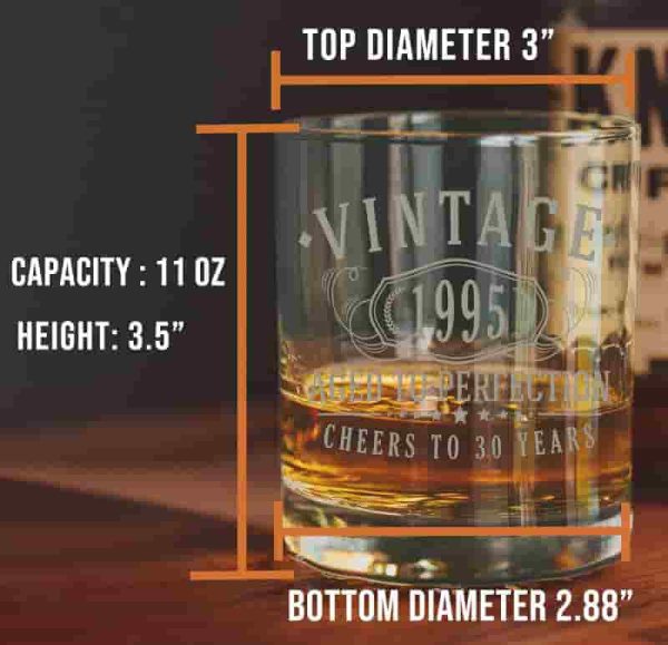 Best 30th Birthday Whiskey Glass - Vintage 1995 Gift – Image 2