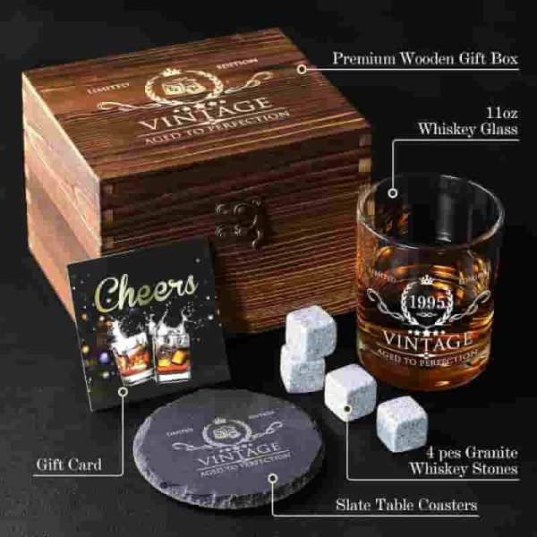 Best 30th Birthday Whiskey Glass Set For Men With Wood Box – Image 4
