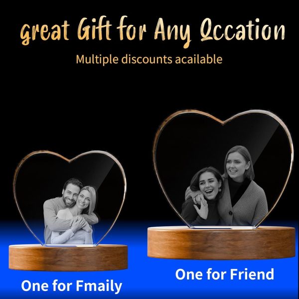 Best 3d Crystal Photo Gift - Personalized Heart - Imagem 4