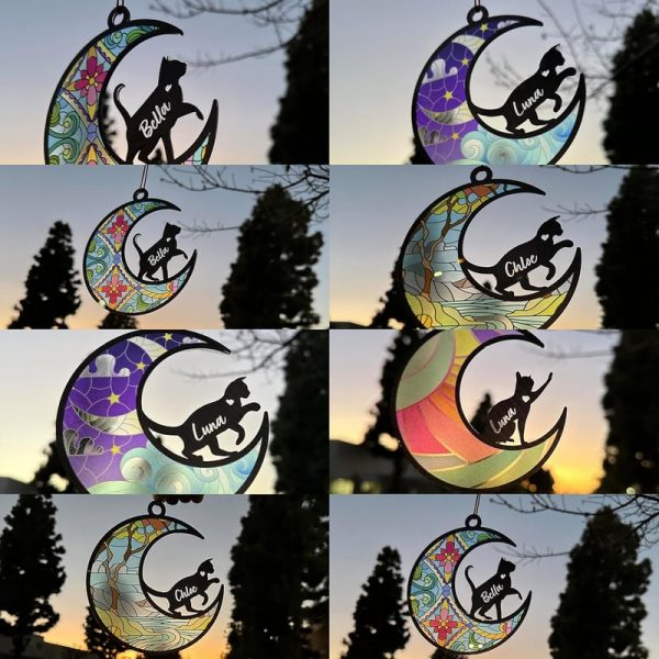 Personalized Cat Memorial Suncatcher Ornament - Stained Glass Look - immagine 2