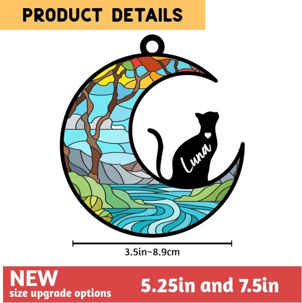 Personalized Cat Memorial Suncatcher Ornament - Stained Glass Look - immagine 3