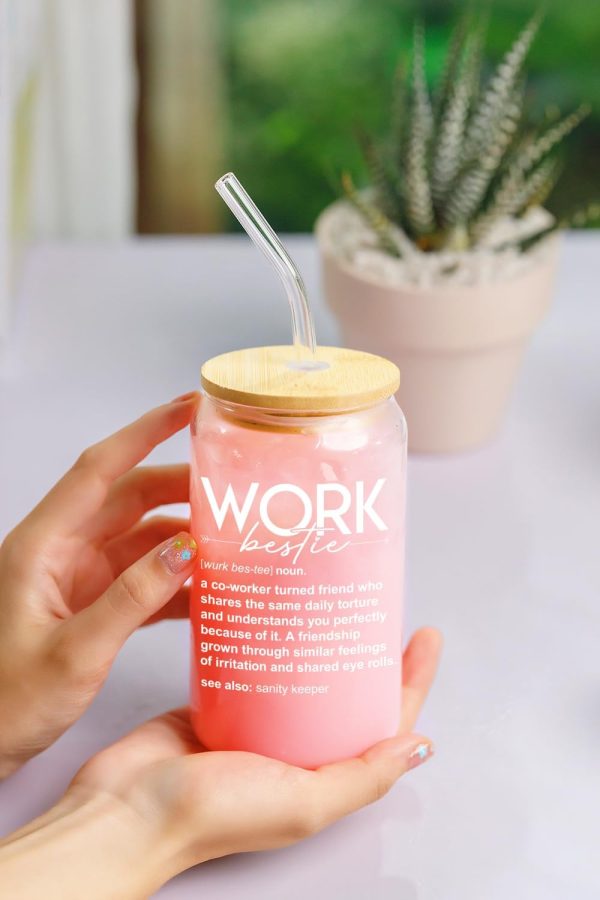 Unique Coffee Glass Gift For Work Besties – 16 Oz - Imagem 2