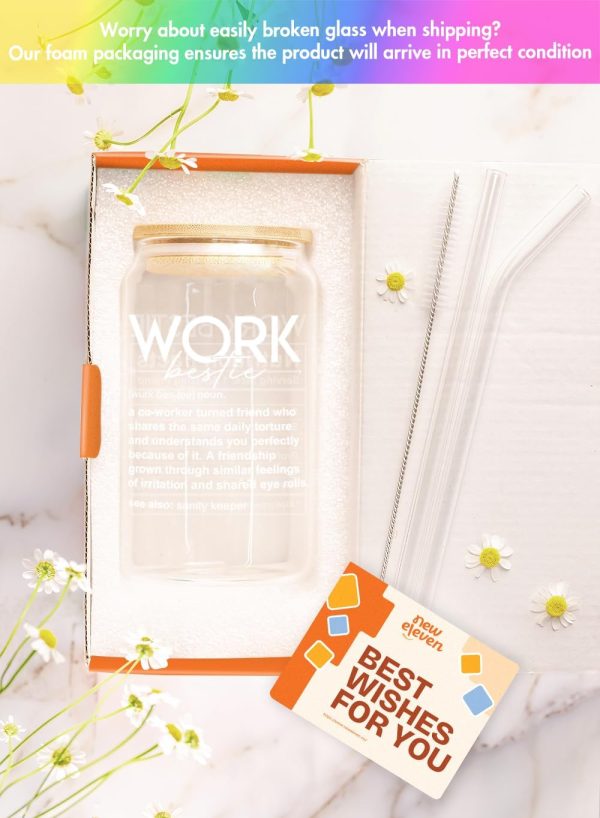 Unique Coffee Glass Gift For Work Besties – 16 Oz - Imagem 3