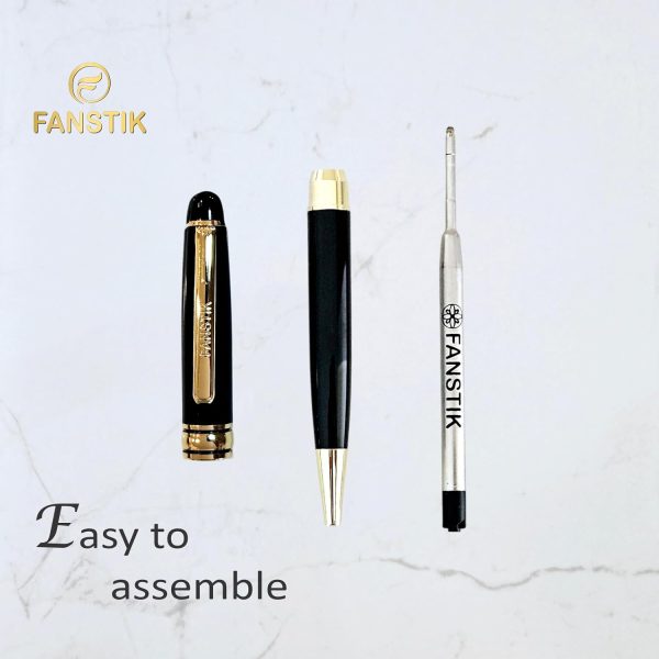 Luxury Personalized Ballpoint Pen With Name, Black & Gold, Made In Usa - 画像 (2)