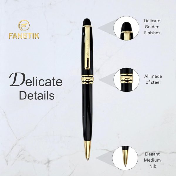 Luxury Personalized Ballpoint Pen With Name, Black & Gold, Made In Usa - 画像 (5)