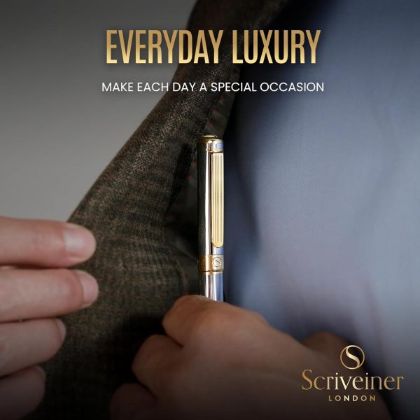 Luxury Scriveiner Silver Chrome Ballpoint Pen With 24k Gold Finish - Imagen 5