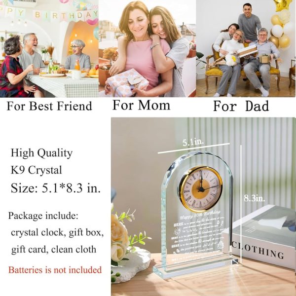 Unique 80th Birthday Crystal Clock – Personalized Gift For Her Or Him - 画像 (3)