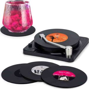 Retro Vinyl Record Coasters - Fun Music Lover Gift Set (6 Pcs)