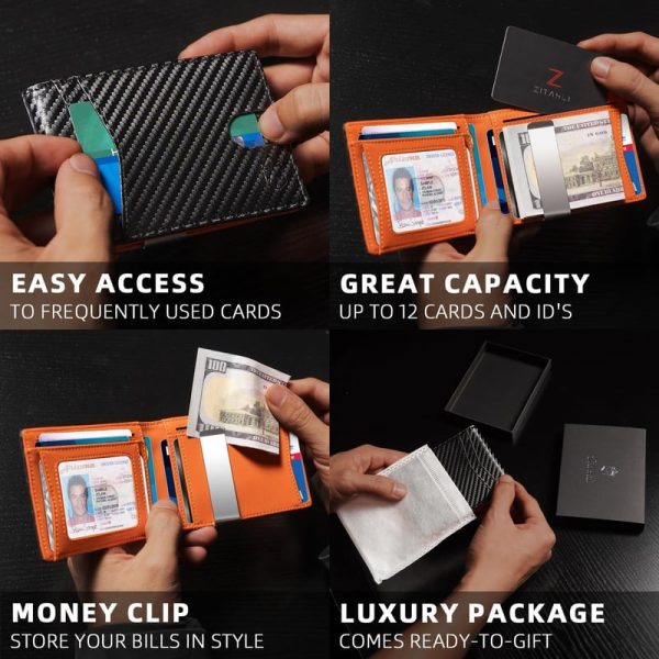 Zitahli Slim Rfid Wallet For Men – Minimalist Gift With Money Clip - Imagem 3
