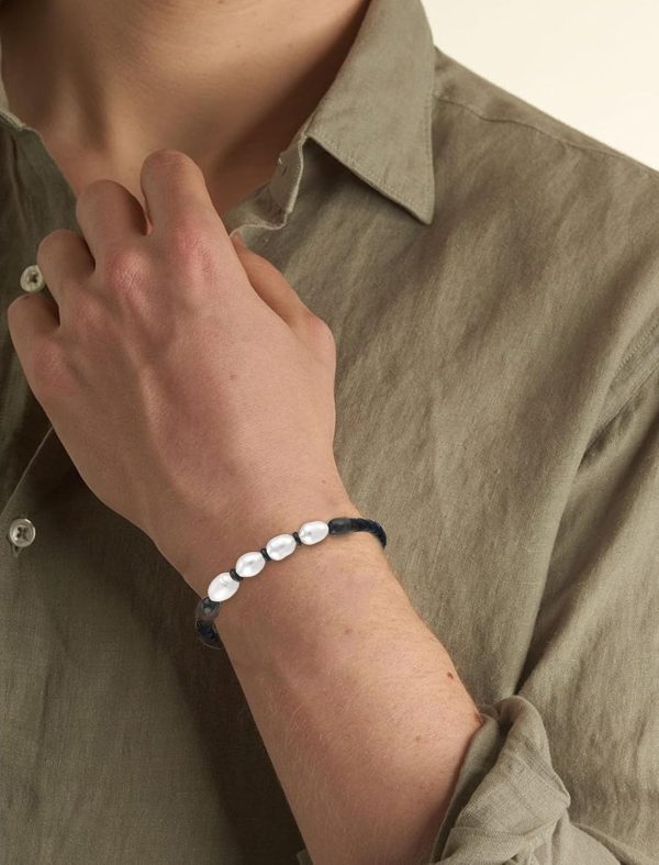 Best Freshwater Pearl Leather Bracelet - Stylish Men's Jewelry Gift - immagine 3