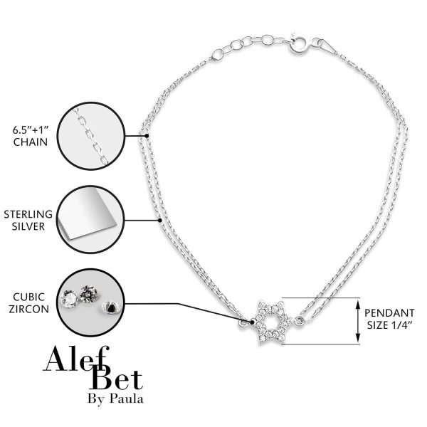 Best Jewish Star Sterling Silver Bracelet With Cz – Image 3