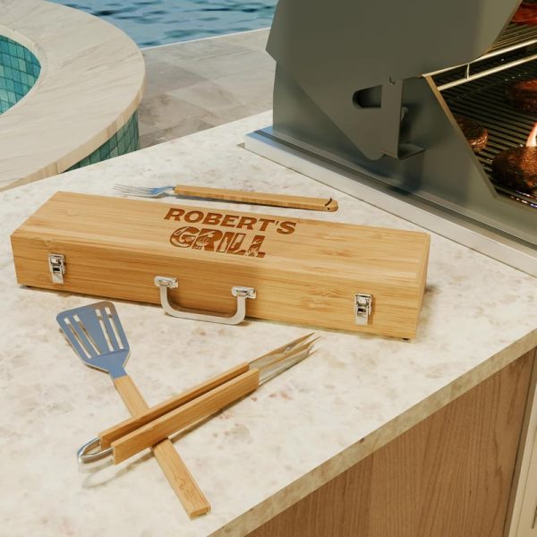Personalized Bbq Tool Set - Bamboo Box Gift For Men & Dad – Image 3