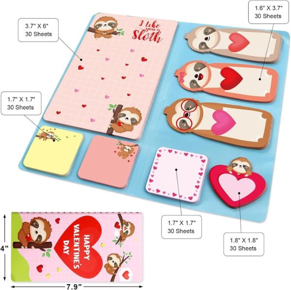 Valentine's Day Sloth Sticky Notes Gift Set - 240 Sheets – Image 5