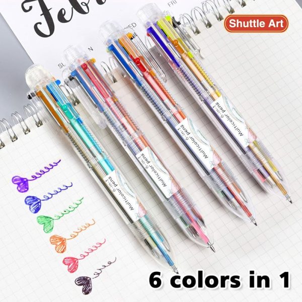 Best Shuttle Art Multicolor Pens Set - 23 Pack 6-in-1 Retractable Ballpoint – Image 3