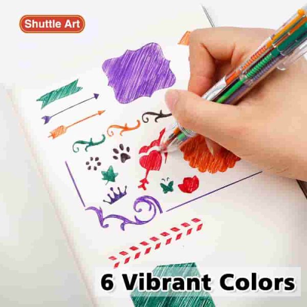 Best Shuttle Art Multicolor Pens Set - 23 Pack 6-in-1 Retractable Ballpoint – Image 6