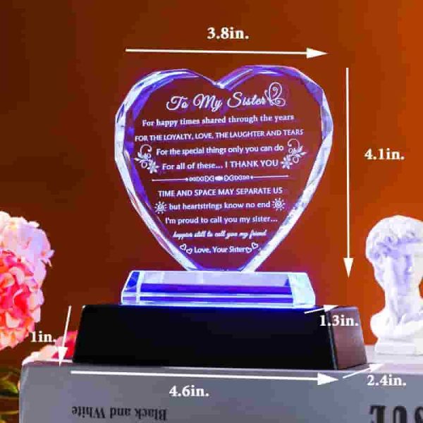 Best Sister Gifts: Crystal Heart With Colorful Base - 画像 (2)