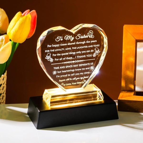 Best Sister Gifts: Crystal Heart With Colorful Base - 画像 (4)