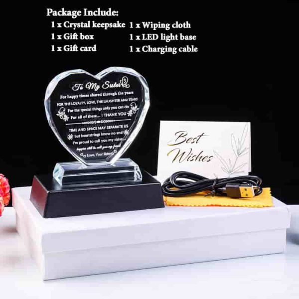 Best Sister Gifts: Crystal Heart With Colorful Base - 画像 (6)