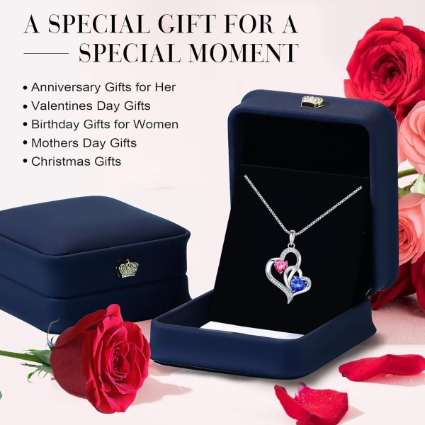 925 Sterling Silver Birthstone Heart Necklace - Personalized Gift - immagine 6