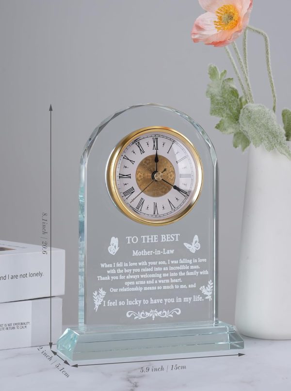 Best Mother-in-law Glass Clock Gift - Elegant & Meaningful - Imagen 2