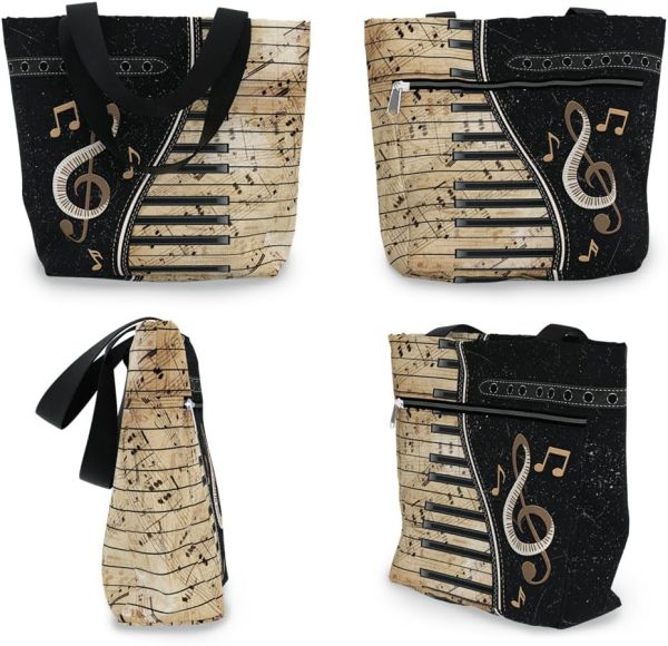 Best Piano Lovers Tote Bag With Pockets & Zipper – Image 4