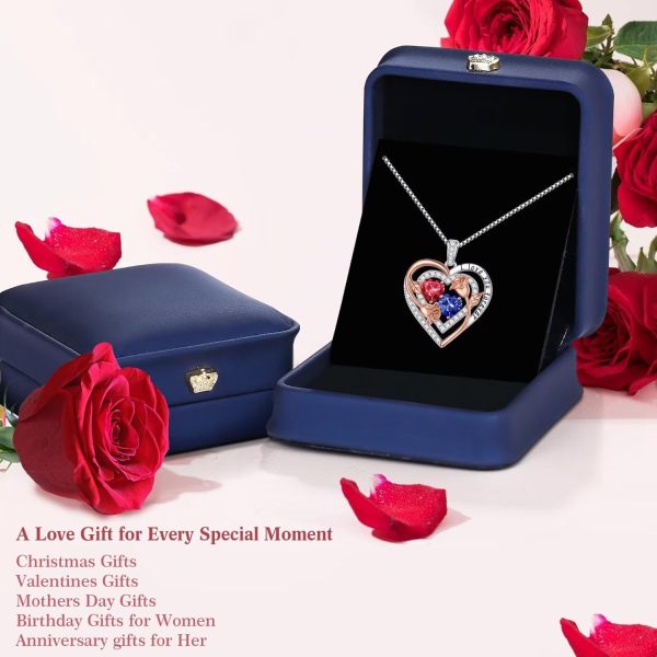Best Birthstone Heart Necklace - Sterling Silver Gift For Her - immagine 6