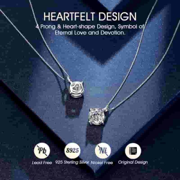 Beam & Bask Silver Moissanite Necklace For Daughter - Best Gift - Imagen 4