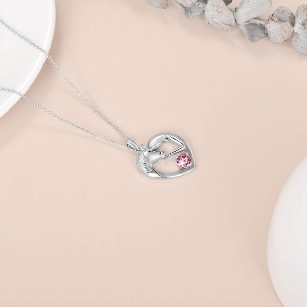Aoboco Sterling Silver Horse Heart Necklace With Birthstone – Image 4