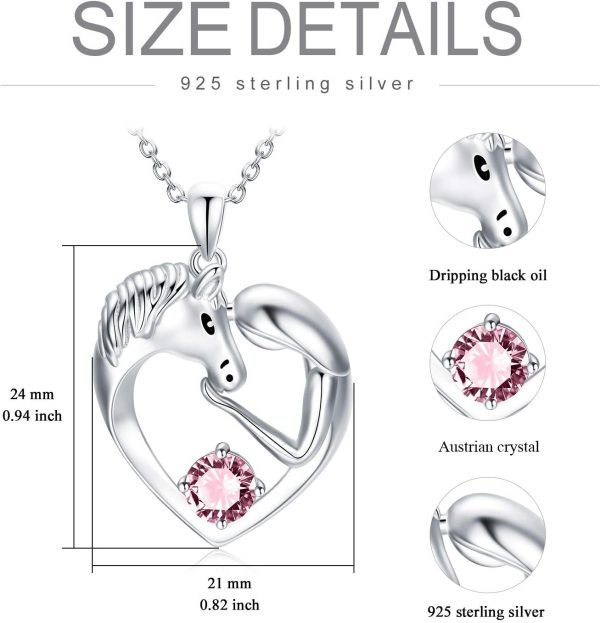 Aoboco Sterling Silver Horse Heart Necklace With Birthstone – Image 6