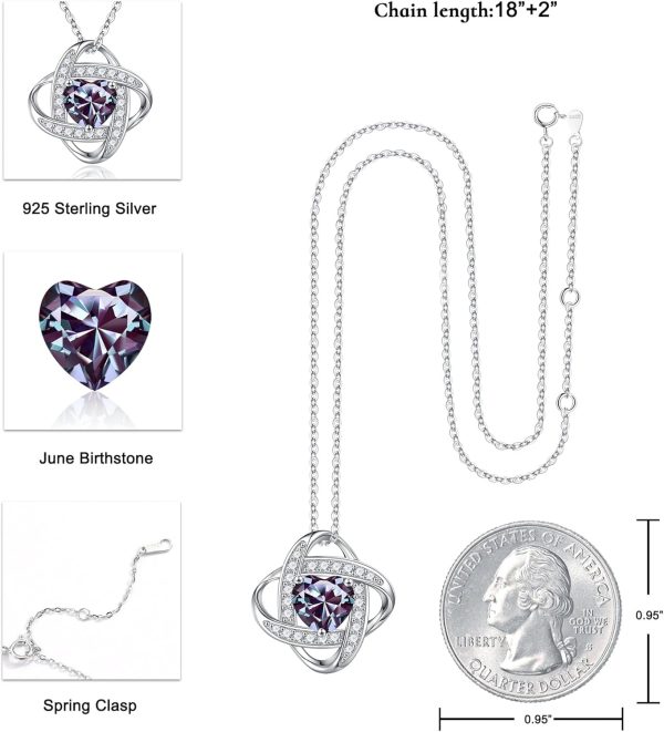 925 Silver Love Knot Birthstone Necklace - Top Gift For Her – Image 3
