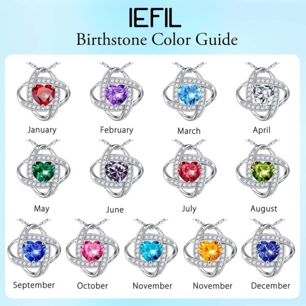 925 Silver Love Knot Birthstone Necklace - Top Gift For Her – Image 4