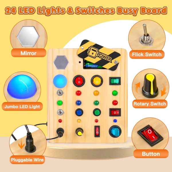 Best Wooden Led Busy Board For Toddlers - Montessori Travel Toy Gift - Imagen 5