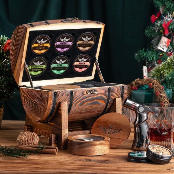 Best Whiskey Smoker Kit With Wooden Barrel - Includes Torch & 6 Wood Chips - Imagen 2