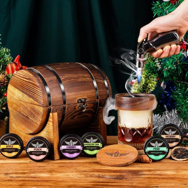 Best Whiskey Smoker Kit With Wooden Barrel - Includes Torch & 6 Wood Chips - Imagen 3