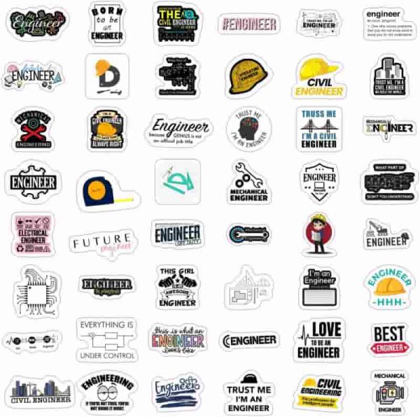 Best Engineering Stickers For Water Bottles & Laptops - Fun Engineer Gift Set - immagine 4