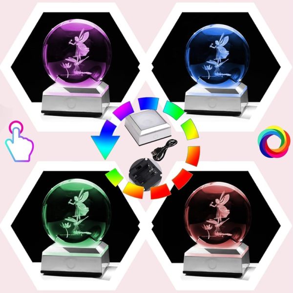 Best 3d Engraved Fairy Crystal Ball With Led Base Gift - 画像 (3)