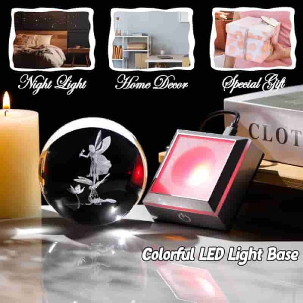 Best 3d Engraved Fairy Crystal Ball With Led Base Gift - 画像 (4)