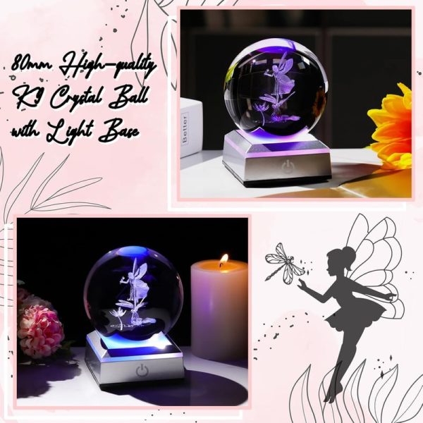 Best 3d Engraved Fairy Crystal Ball With Led Base Gift - 画像 (5)