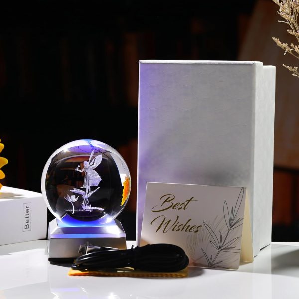 Best 3d Engraved Fairy Crystal Ball With Led Base Gift - 画像 (6)