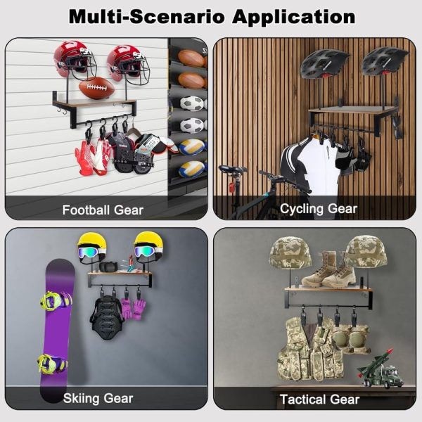 Best Double Motorcycle Helmet Wall Mount With Storage Rack – Image 6