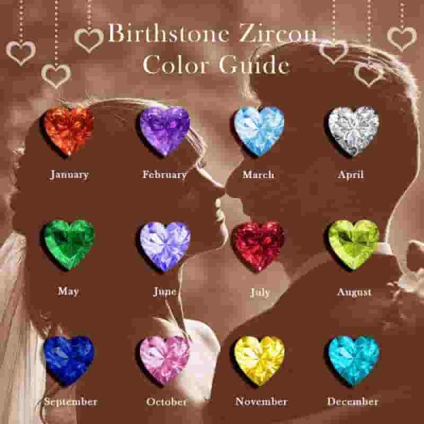 18k Rose Gold Heart Necklace With Birthstones - Gift For Her – Image 5